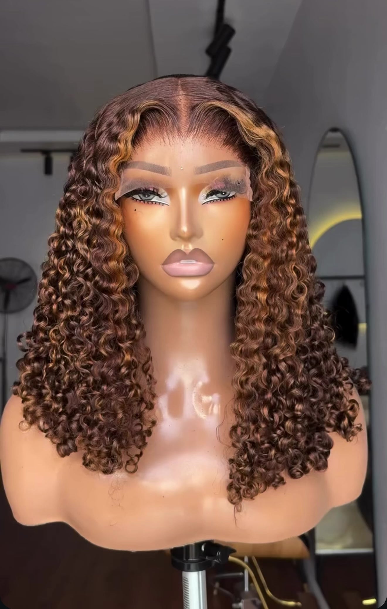 16inches Pixie curls with 5by5 glueless closure wig 250g